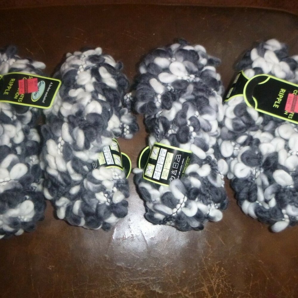 4 Skeins Sensations Sophisticates Collection Ripple Wood Blend Yarn Grey Multi